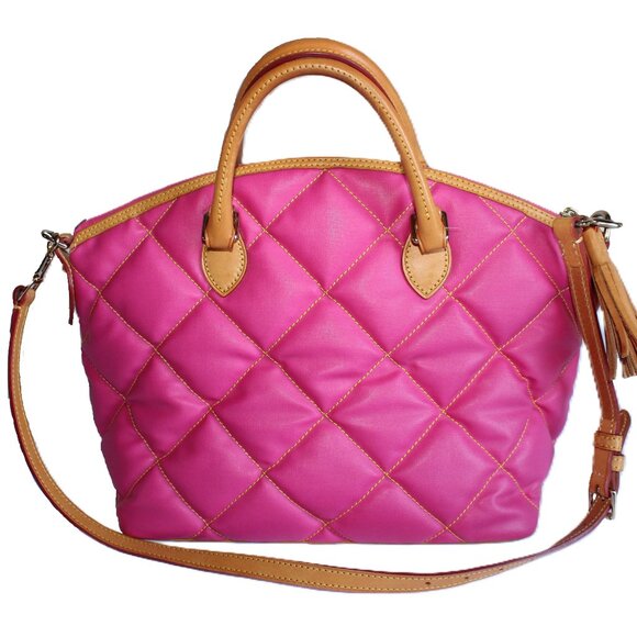 Dooney And Bourke Spicy Pink Quilted Satchel Handbag - Picture 1 of 15